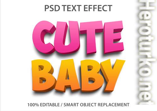 Editable text effect cute baby psd Editable text effect cute baby psd