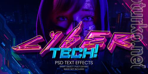 Cyber tech text effect psd