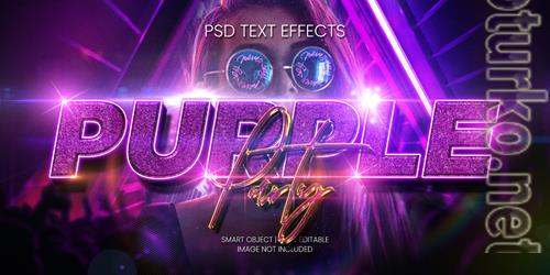 Purple party text effect psd
