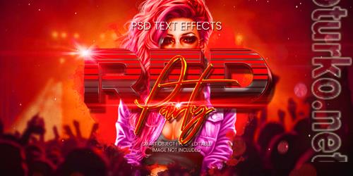 Red party text effect psd