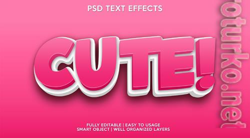 Cute text effect modern psd