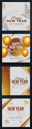 5 New Year 2022 Instagram Posts Vector Collection