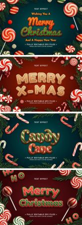 4 Holidays Text Effects Vector Design Templates