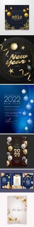 6 New Year 2022 Greeting Cards Vector Templates