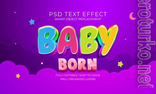 Baby born text effect template