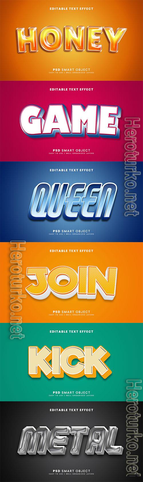 Psd 3d editable text effect template set vol 4