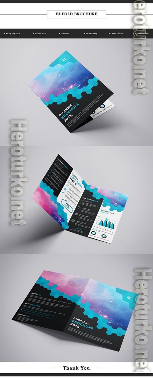 Business Brochure Layout with Hexagonal Design Element 1 Business Brochure Layout with Hexagonal Design Element 1