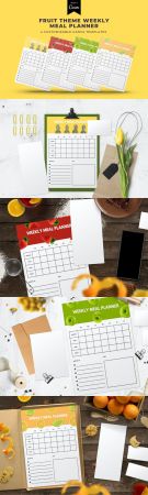 Fruit Theme Weekly Meal Planner   4 Customizable Templates