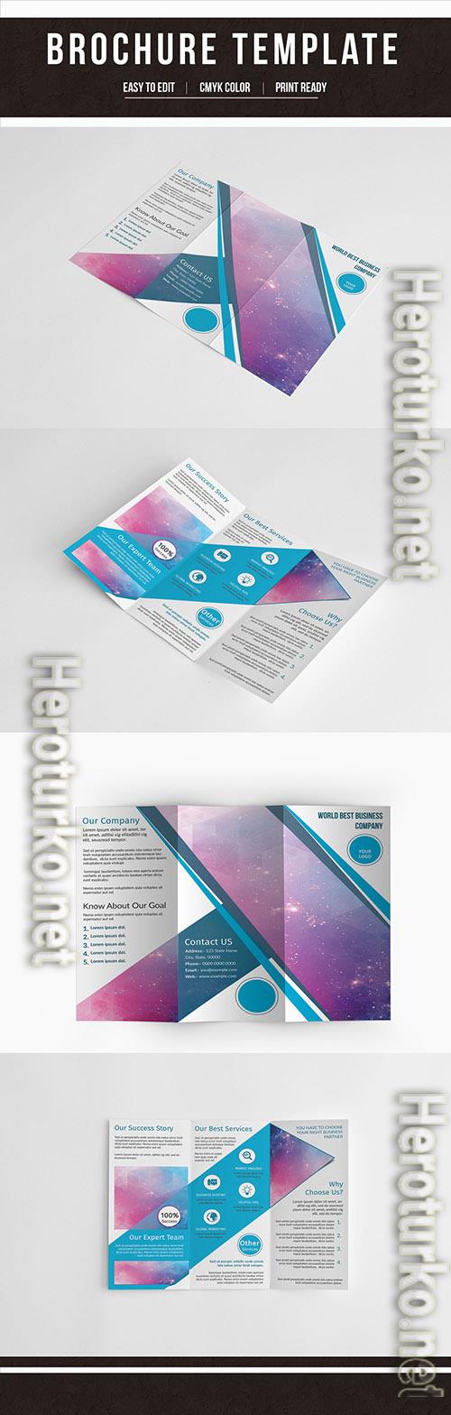 Trifold Brochure Layout with Teal Accents 198098552