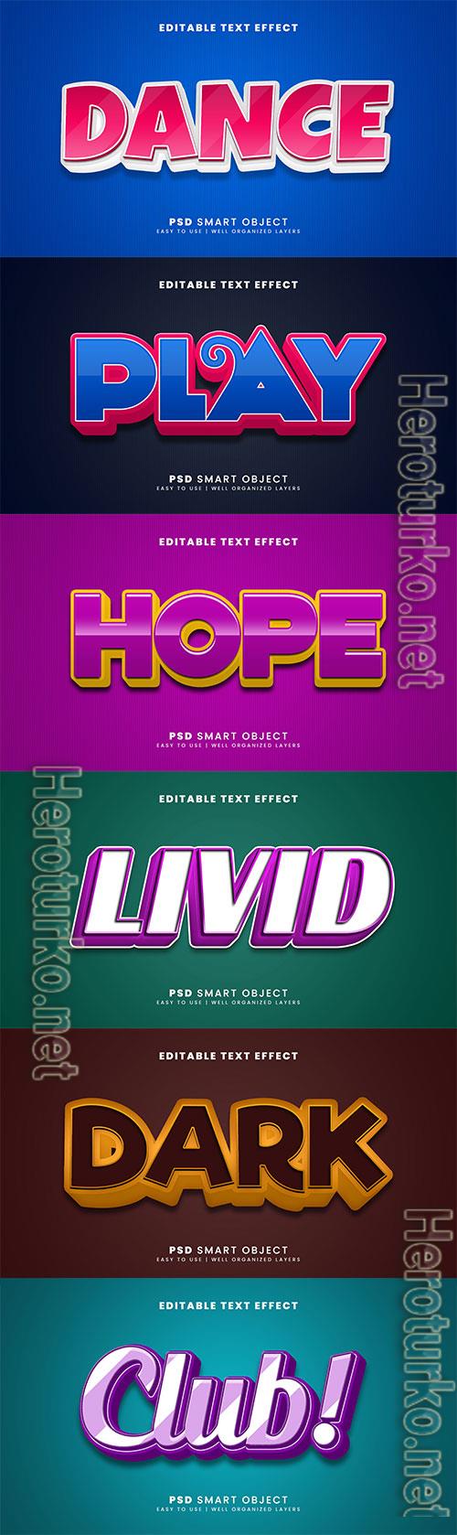 Psd 3d editable text effect template set vol 5