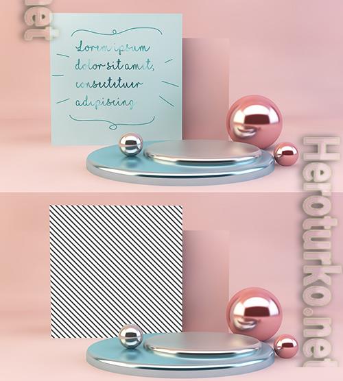 Notecard with Geometric 3D Elements Mockup 216307120