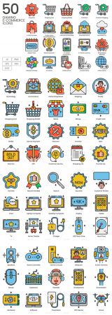 50 Gaming & Technology E commerce Icons in Vector