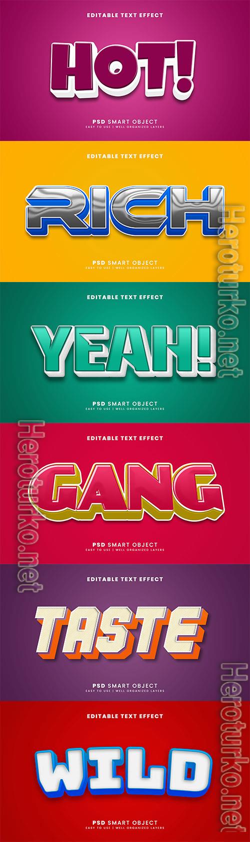 Psd 3d editable text effect template set vol 6
