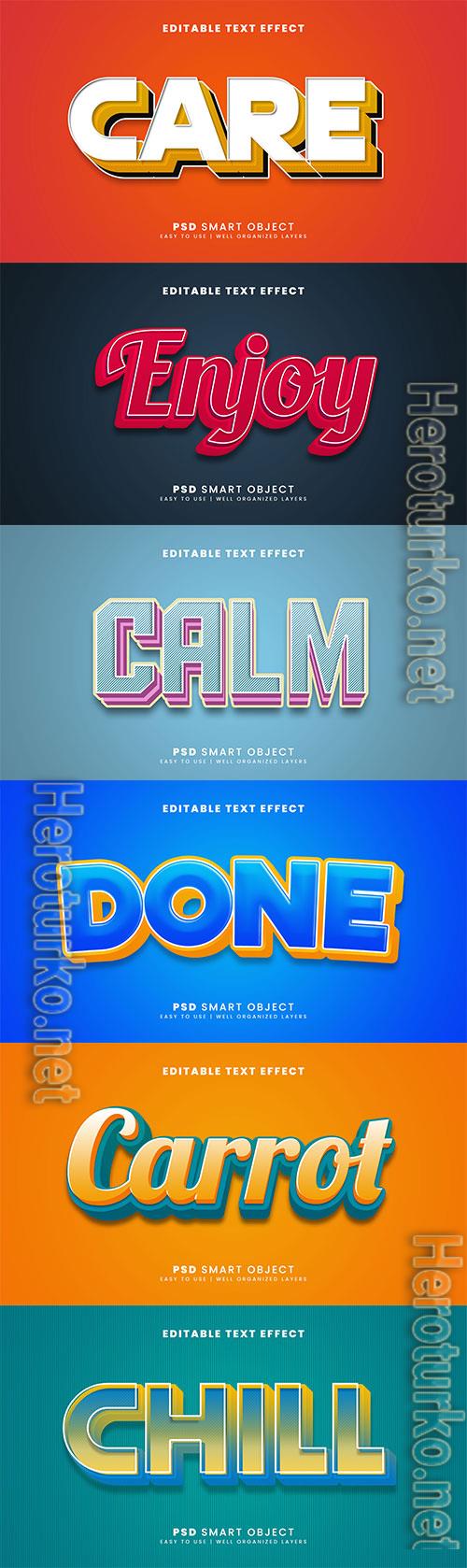 Psd 3d editable text effect template set vol 2
