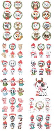 Set of cute animals for the new year and for christmas in vector