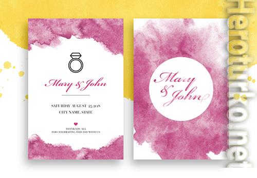 Wedding Invitation Layout with Watercolor Elements 214807709 Wedding Invitation Layout with Watercolor Elements 214807709