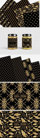 Black & Gold Seamless Textures   Geometric and Damask Patterns