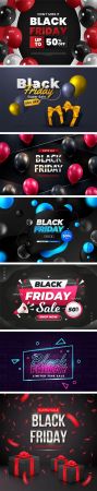 7 Black Friday Sales Backgrounds Vector Design Templates