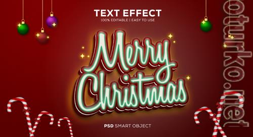 Neon christmas psd text