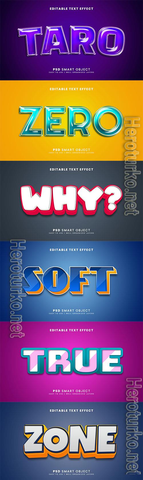 Psd 3d editable text effect template set vol 8