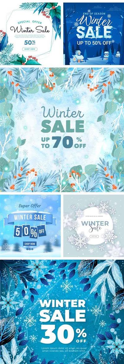 10+ Winter Sale Promotion Backgrounds Vector Collection