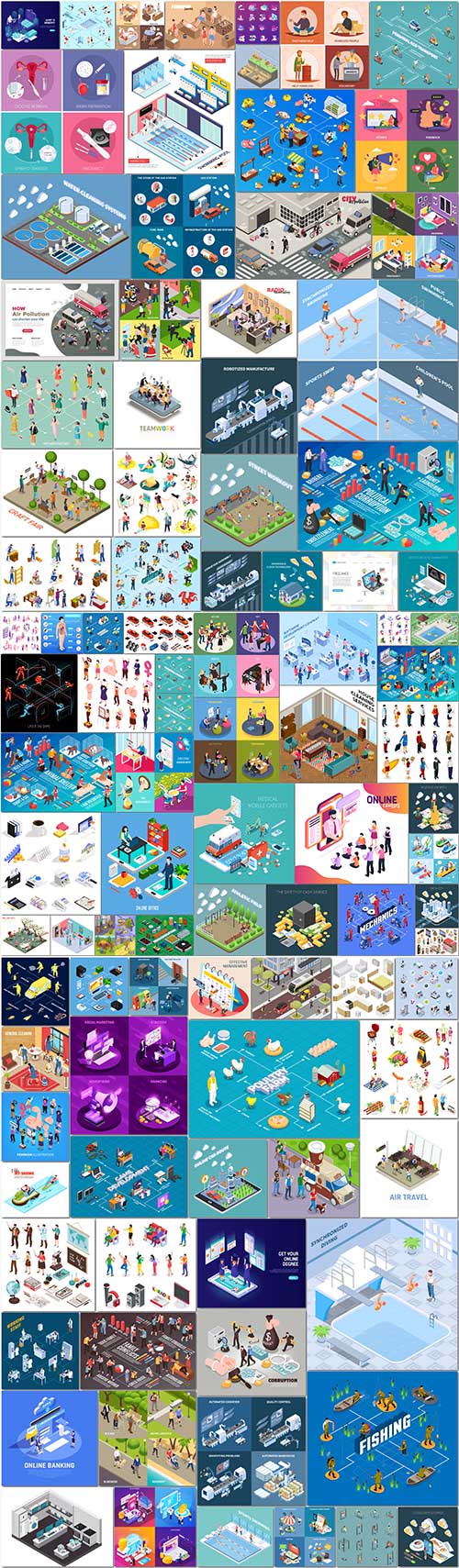 100 Bundle isometric concept vector design vol 20