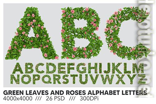Green Leaves and Roses Alphabet Letter Set