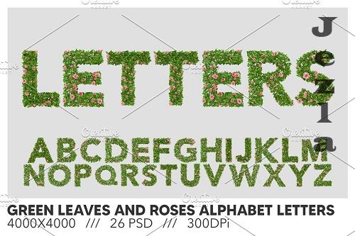 Green Leaves & Roses Alphabet Letters - 6372958