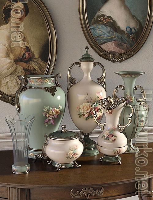 Florals for Rococo Vases Iray Florals for Rococo Vases Iray