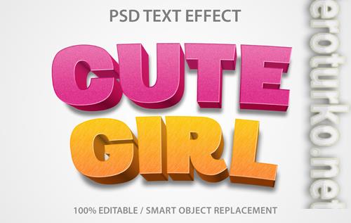 Editable text effect cute girl template psd Editable text effect cute girl template psd