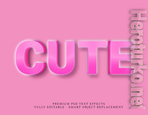 Cute pink 3d text style effect psd