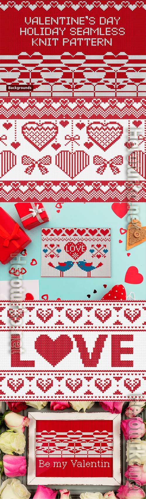 Valentine's Day Holiday Seamless Knit Pattern Valentine's Day Holiday Seamless Knit Pattern