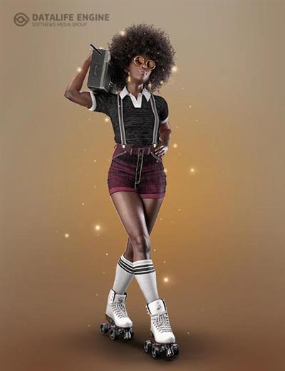 AJC BOOGIE ROLLER GIRL OUTFIT AND BOOMBOX FOR GENESIS 8 AND 8.1 FEMALES