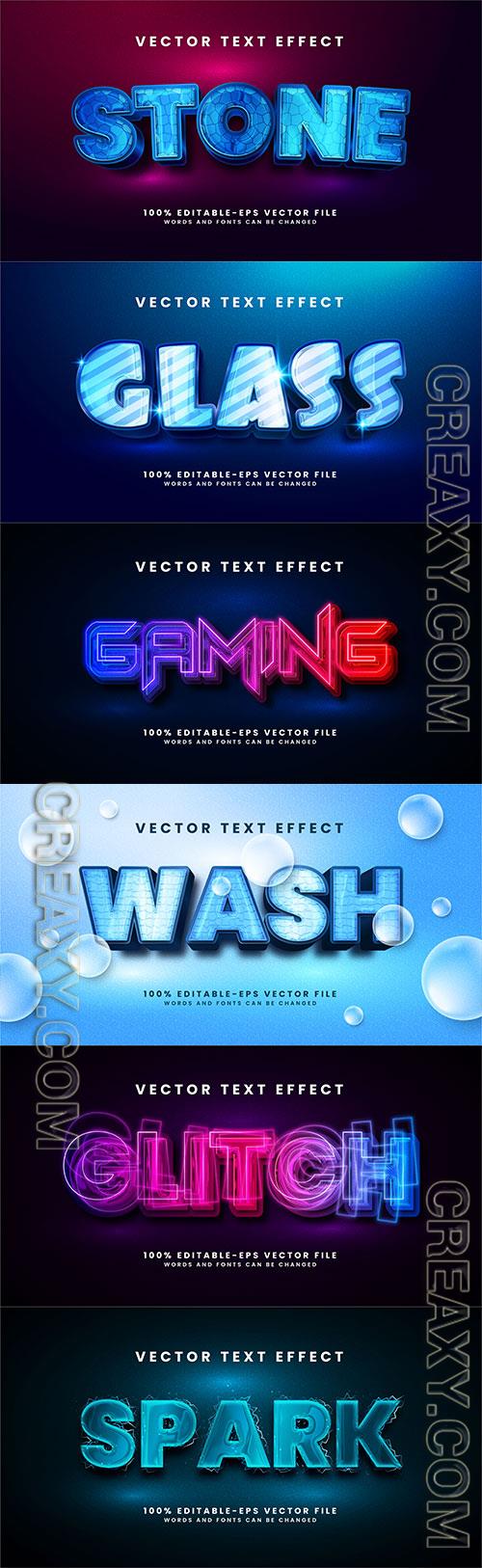 Set 3d editable text style effect vector vol 300