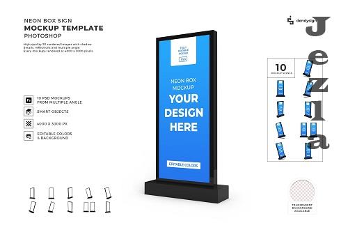 Neon Box Sign Mockup Template Bundle - 1729426 Neon Box Sign Mockup Template Bundle - 1729426