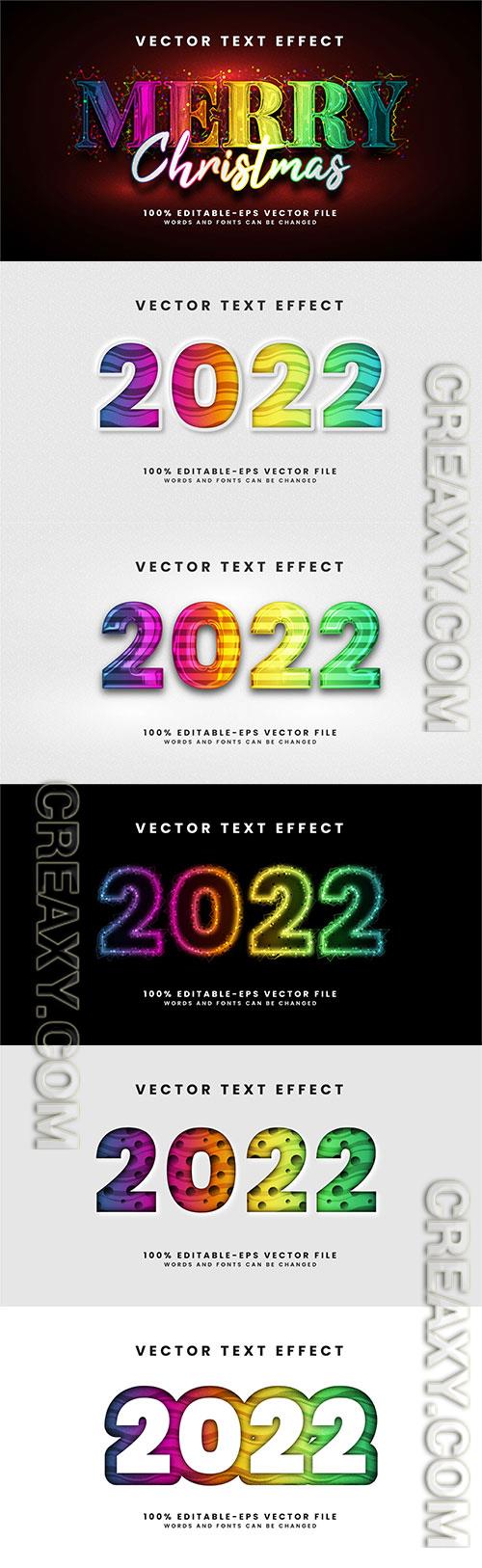 2022 glow text effect, editable text style effect with colorful theme, premium vector