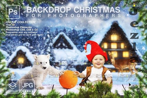 Christmas digital backdrop Winter bear in the snow - 1732541 Christmas digital backdrop Winter bear in the snow - 1732541