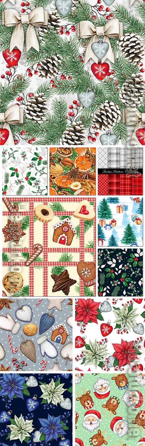New Year and Christmas seamless texture in vector New Year and Christmas seamless texture in vector