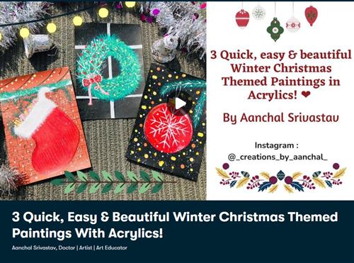3 Quick Easy & Beautiful Winter Christmas Themed Paintings With Acrylics