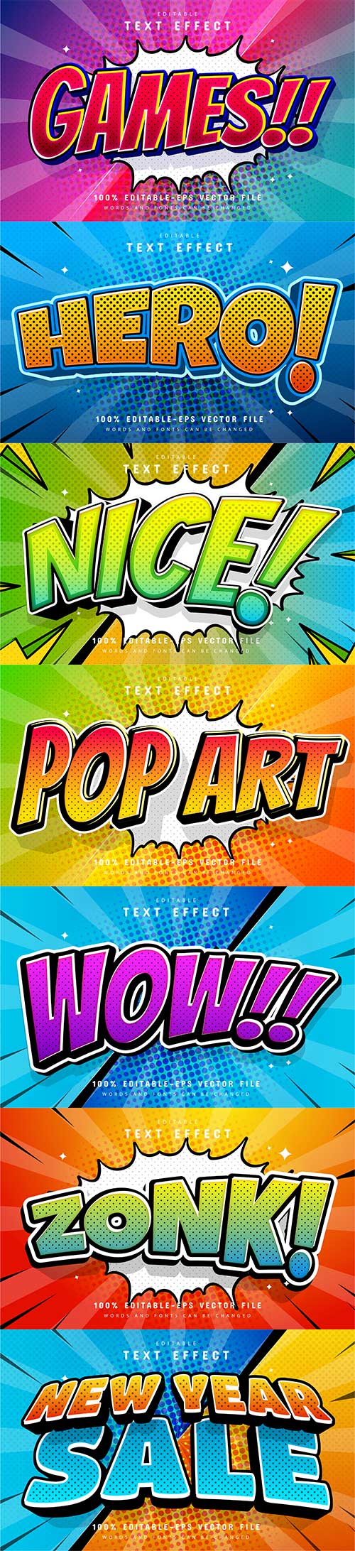 Set 3d editable text style effect vector vol 263