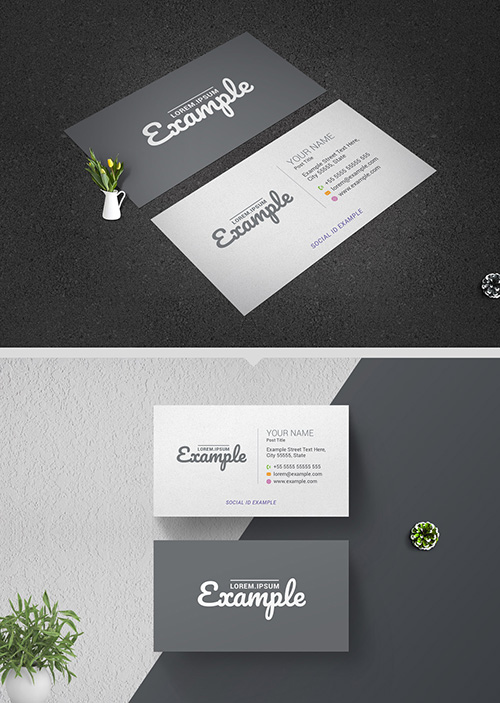 Grayscale Business Card Layout  220437550