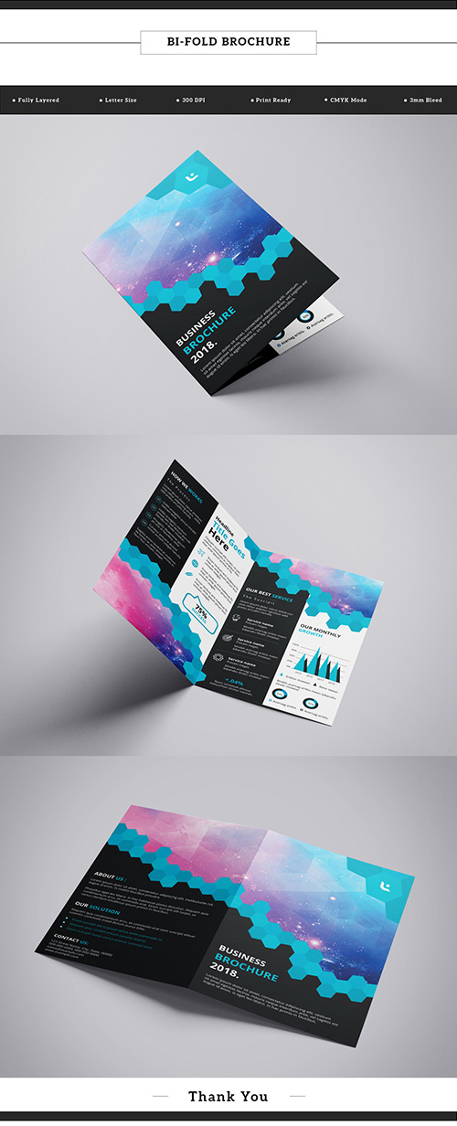 Business Brochure Layout with Hexagonal Design Element 1