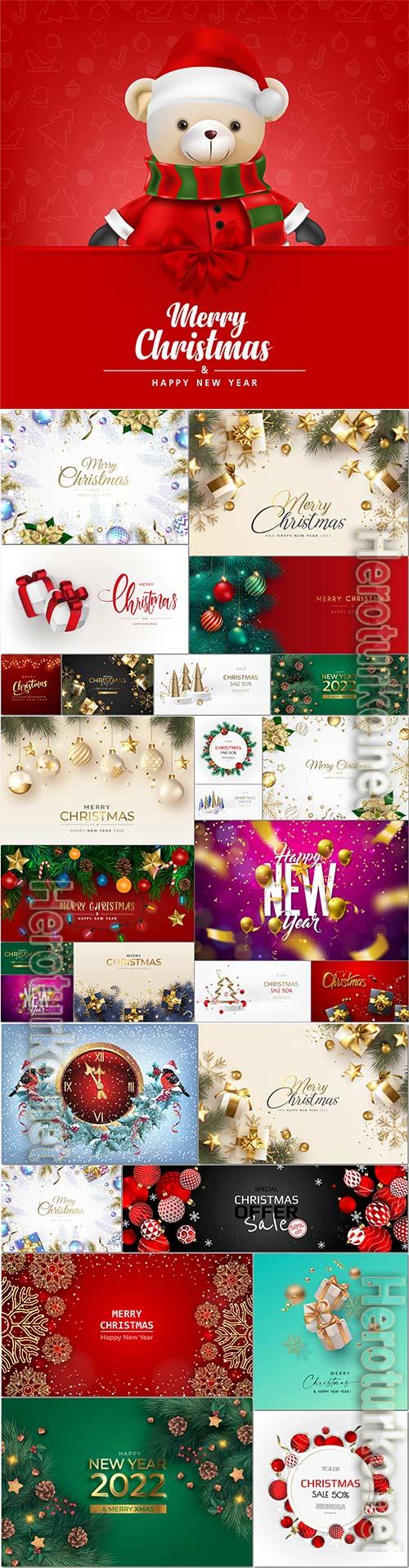 Merry christmas and happy new year greeting vector card Merry christmas and happy new year greeting vector card