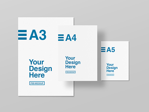 Three Sizes of Paper Mockup 243943725