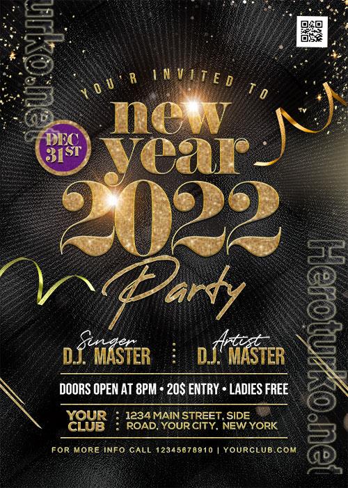 Happy New Year 2022 Party Flyer PSD