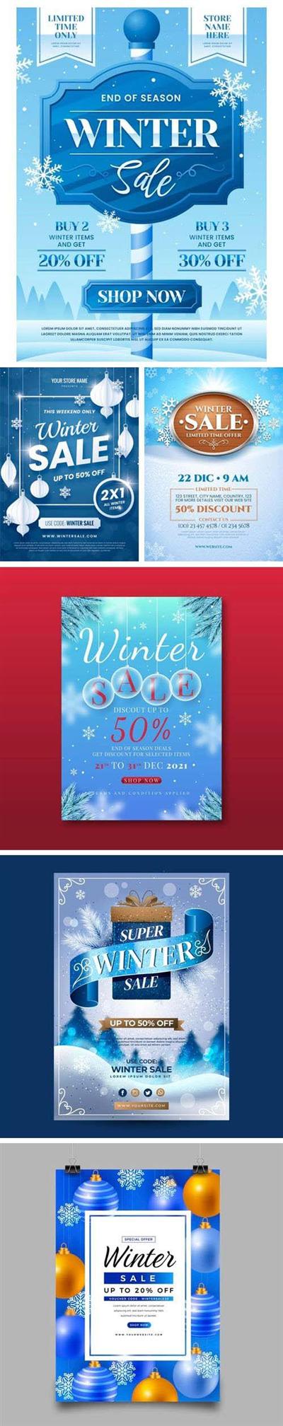 Winter Sale Posters Vector Templates