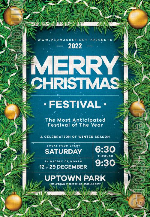 Merry christmas festival flyer psd