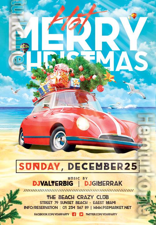 Hot merry christmas flyer psd