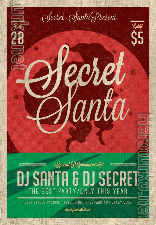 Secret santa night flyer psd