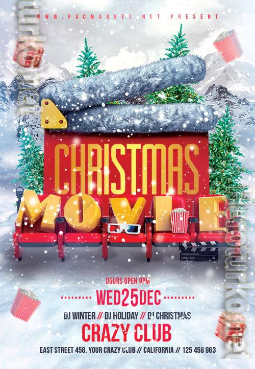 Christmas movie psd flyer